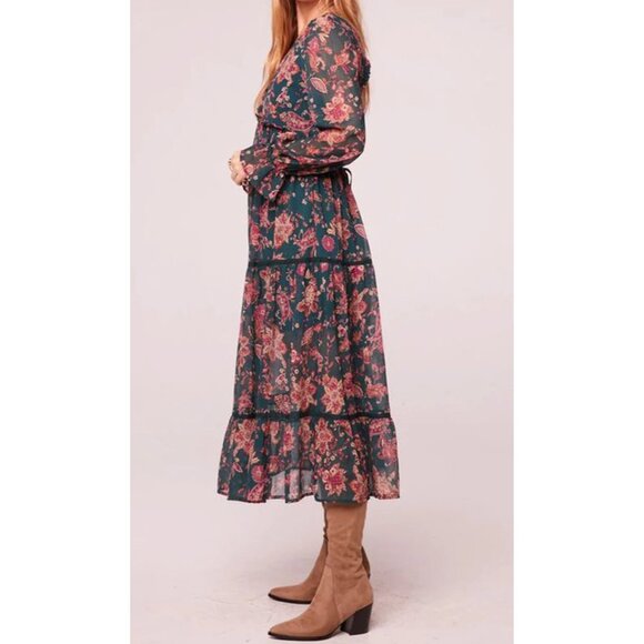 Band of the Free NWT Run the World Pine Paisley Empire Waist Midi Dress Sz S Wom - Picture 11 of 14